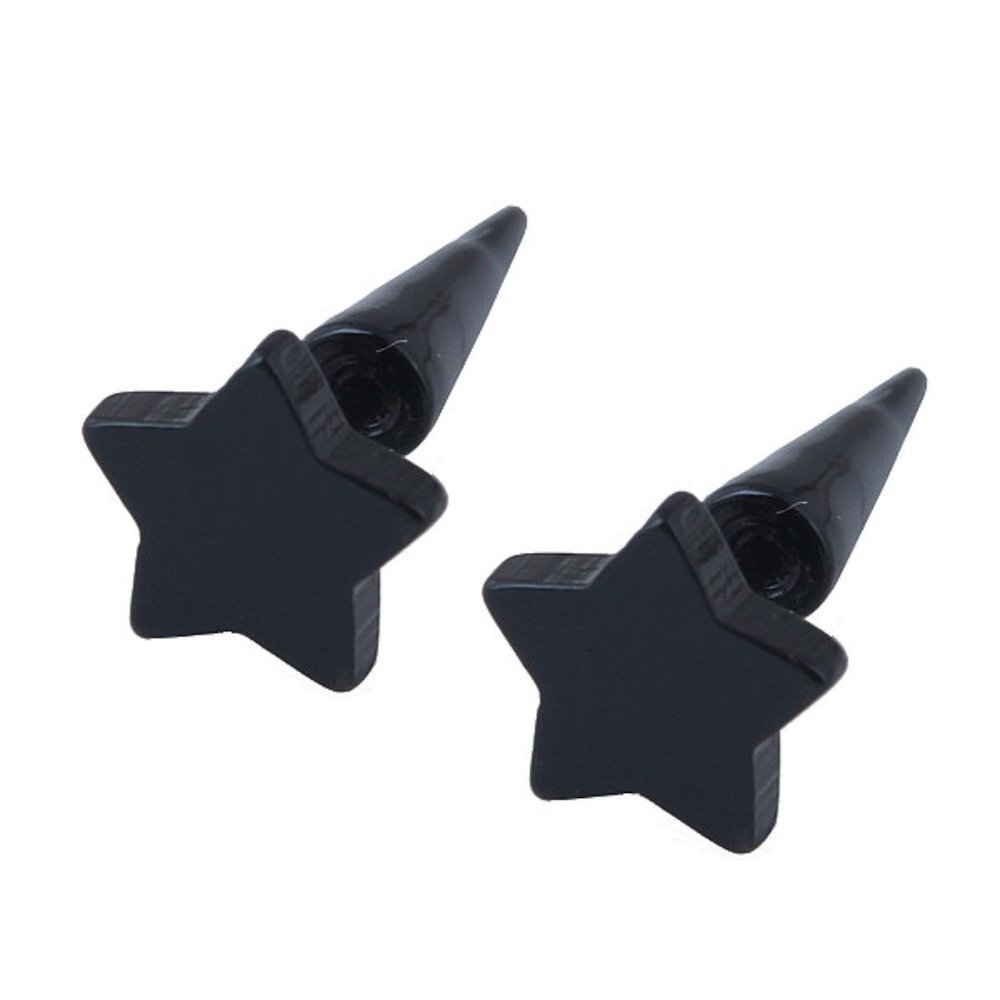 Earrings ~ Per Pair ~ Star Ear Stud ~ Black